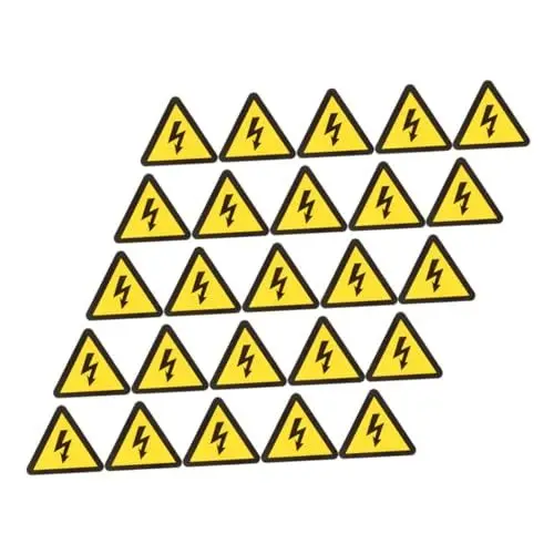 Produktbild: JECOMPRIS 25 Blätter Warnaufkleber vor Elektroschocks -Warnschilder Sicherheitsaufkleber Elektrozaun Zeichen Achtung Hochspannungsaufkleber -Schild-Aufkleber Papier