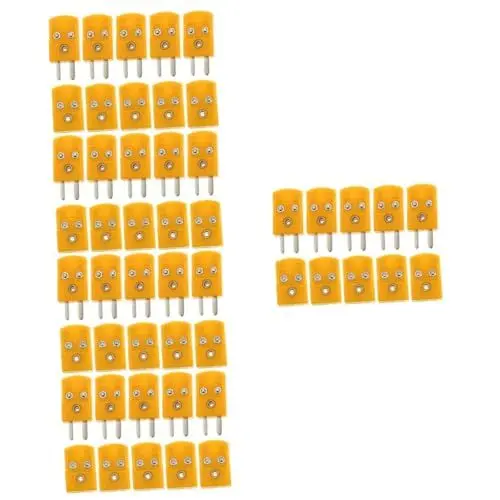 Produktbild: JECOMPRIS 25 Sätze Thermoelement Stecker elektrisch Thermoelement vom Typ k thermoelement typ k K-Typ-Thermoelement Thermoelementstecker Typ K männliche und weibliche Stecker Plastik Yellow