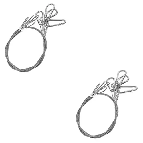 Produktbild: JECOMPRIS 2 Sätze Sicherheitskabel Mit Schnalle Sicherungsdraht Aufhänger Carabiner Hook Bühnenlicht Lautsprecherkabel Geflochtene Sicherheitsseile Kabelschloss Kohlenstoffstahl 4 Stück * 2