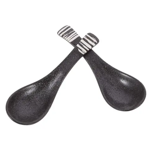 Produktbild: JECOMPRIS 2st Geschirr Aus Keramik Löffel Aus Keramik Essenslöffel Suppenlöffel Keramik Retro-löffel Esslöffel Keramiklöffel Asiatische Suppenlöffel Suppenknödellöffel Ramen-löffel Black