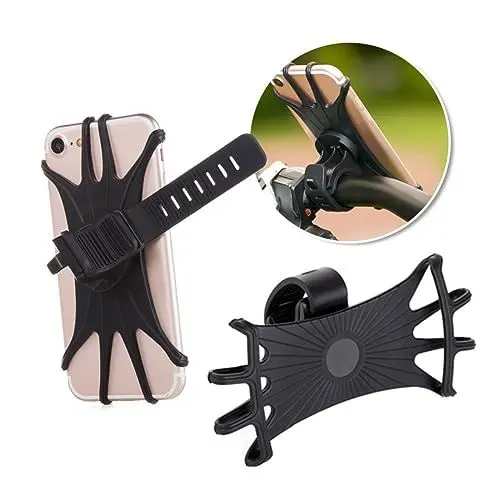 Produktbild: JECOMPRIS 360 handyhalter Handy motorradhalterung handyfahrradhalterungen Fahrrad Smartphone Halterung Handy fahrradhalterung Bike Mobile Phone Holder Lenkerhalterung aus Silikon Black