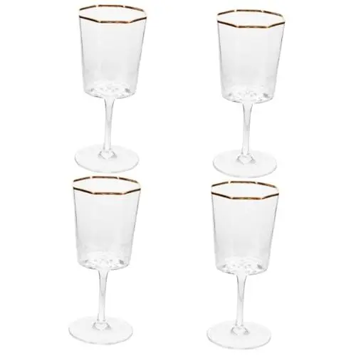 Produktbild: JECOMPRIS 4 Stück Rotweinglas weinverkostung wine tasting weingläser mit goldrand Trinkglas Sophisticatedes Weinglas Weinkelche für Partys Becher für die Party Wein Tassen trinkt Becher