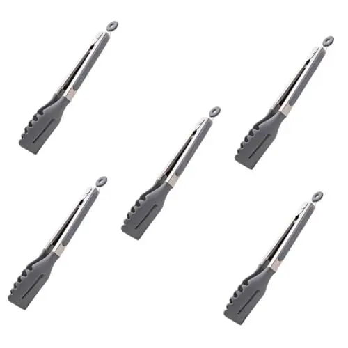 Produktbild: JECOMPRIS 5St Essenszange Lebensmittelclip Grillwerkzeuge Campingzange Bratzange Edelstahlzange Clips Zange zum Kochen grillen kochzangen Buffet Food-Clip Salatzange Schere Klemme Kieselgel