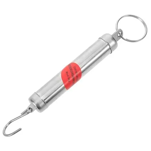 Produktbild: JECOMPRIS Zylindrische Federwaage - 5 kg Kapazität - Silber, Edelstahl - Handwaage, Hängewaage, Gemüsewaage, Fischwaage, Reisewaage, Miniwaage