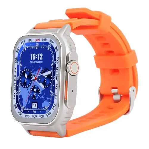 Produktbild: Jectse Smartwatch für Männer und Frauen, 2,01-Zoll-Touchscreen, Fitnessuhr, Anrufannahme, Mehrere Sport-Aktivitäts-Tracker mit Schrittzähler, IP67 Wasserdicht, Smartwatch für (ORANGE)