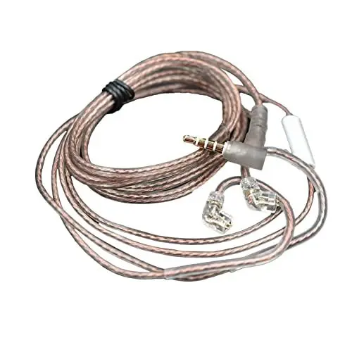Produktbild: Jectse Verbessertes Kopfhörerkabel, 2-poliges 0,75-mm-OFC-Ersatzkabel, Vergoldeter 3,5-mm-Winkelstecker für Headsets, für Kopfhörer, MP3-Player