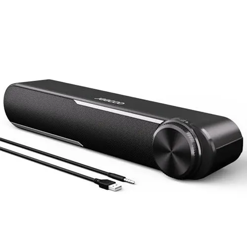 Produktbild: Jeecoo A30 PC Lautsprecher,Computer Lautsprecher für Pc,USB Powere PC Soundbar Schwarz, Lautsprecher Boxen für Pc, Laptop,Monitor,Ipad,Tablets,Smartphone (USB+3.5mm