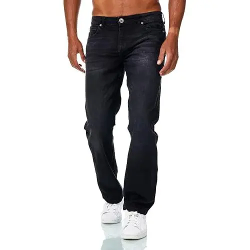 Produktbild: JEEL Herren-Jeans - Relax-Fit Straight-Cut - Jeans-Hose Basic Washed 06-Schwarz 40W / 34L
