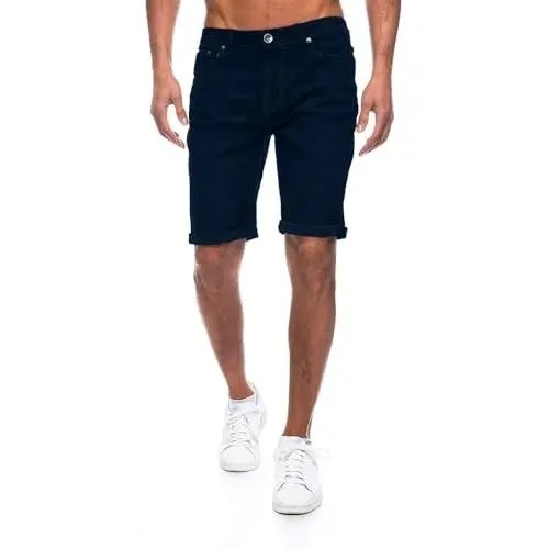 Produktbild: JEEL Herren Kurze Hosen - Slim-Fit Jeans-Shorts - 5-Pocket-Style - Stretch Herren-Shorts - Kurze Hose für Männer - Basic Washed - 7-Schwarz - 32W