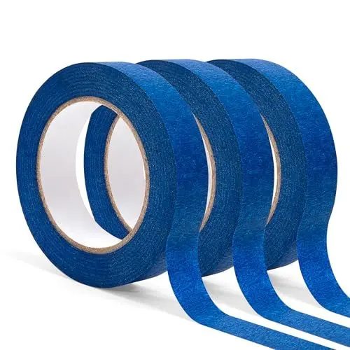 Produktbild: Jeesblsy Kreppband Malerkrepp Blaues 3 Rollen, Malerband Masking Tape 24 mm x 50 m, Abklebeband Papierklebeband für Malerarbeiten Renovierungen Lackieren Streichen