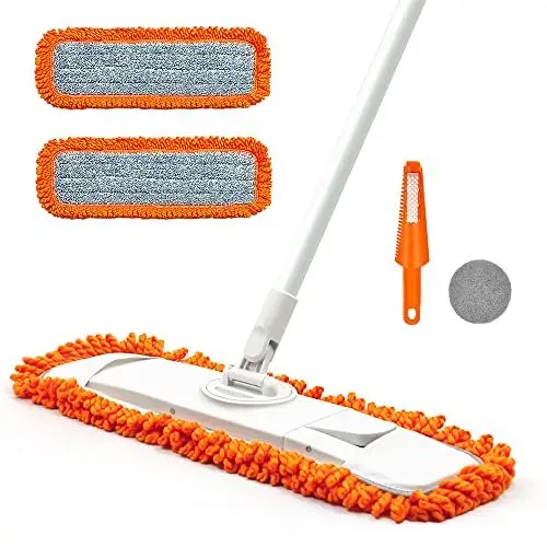 Produktbild: JHHONN Wischmopp Bodenwischer mit 1 Mikrofaser Mop Pads, 127 cm Flachmopp für Hartholz, Laminat, Fliesen, Marmor