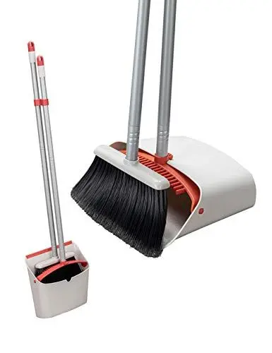 Produktbild: Jekayla Besen und Kehrschaufel Set, Kehrmaschine und Kehrschaufel Combo mit 137cm Langem Ausziehbarem Griff für die Haushaltsreinigung, Rot-Weiß