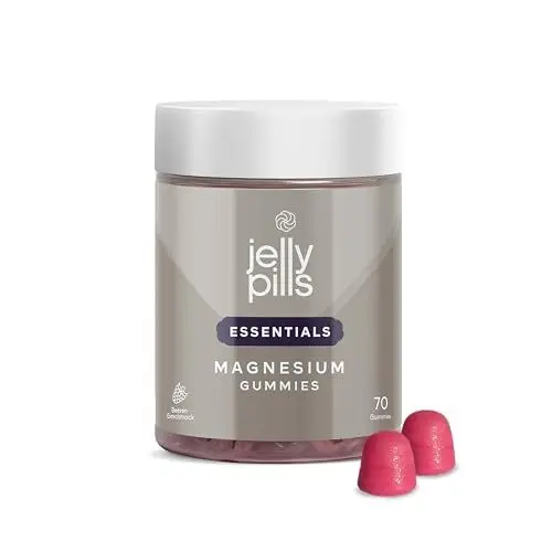 Produktbild: Jelly Pills® 1620 mg Magnesiumcitrat und Vitamin B6-70 vegane Gummibärchen mit Beerengeschmack liefern 180 mg Magnesium - Ohne Zuckerzusatz - Reduziert Müdigkeit und Erschöpfung