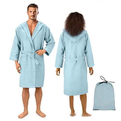 Produktbild: JEMIDI Bademantel Morgenmantel Unisex - kuschelweicher Reisebademantel Saunamantel - Mikrofaser Bademantel für Damen und Herren leicht - in versch. Farben und Größen