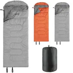 Produktbild: JEMIDI Schlafsack Winter Sommer Outdoor - Für bis zu -5℃ - Deckenschlafsack groß mit Reißverschlüssen - 220x80x10cm - Wasserdichter Winterschlafsack für Erwachsene - Grau