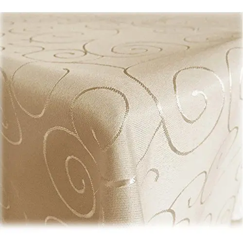 Produktbild: JEMIDI Tischdecke Ornamente Seidenglanz Edel Tisch Decke Tafeldecke 31 Größen und 7 Farben Creme 130x220