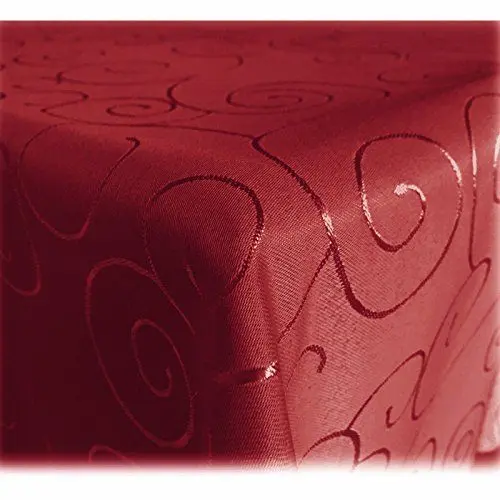 Produktbild: JEMIDI Tischdecke Ornamente Seidenglanz Edel Tisch Decke Tafeldecke 31 Größen und 7 Farben Dunkelrot 130x220