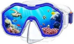 Produktbild: JEMULICE Taucherbrille Kinder, Schwimmbrille Schnorchelmaske für Jungen Mädchen, Tauchmaske mit Nasenabdeckung 180° Panorama HD Anti Nebel Anti-Leck Taucherbrille für Kinder 4-16 Jahre