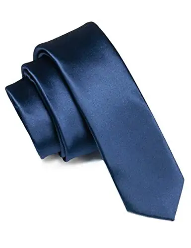Produktbild: JEMYGINS Krawatte Herren Schmale 5CM Satin Dunkelblau in Seide Hochzeit Schlips