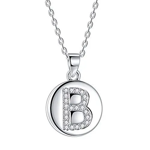 Produktbild: J.Endéar Buchstabe Kette 925 Sterling Silber Brief Initial B Disc Anhänger Halskette für Frauen Freundschaft 40 + 5cm einstellbar