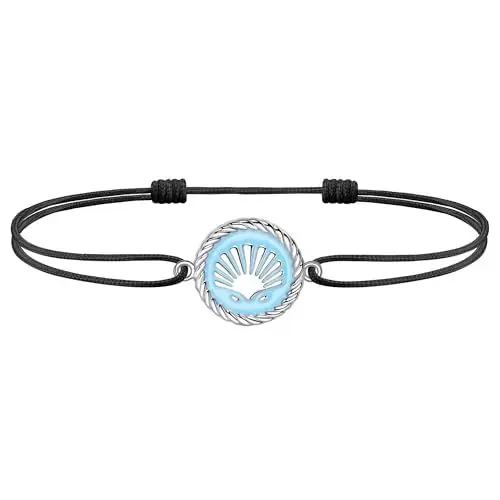 Produktbild: J.Endéar Fußkettchen Frauen Blau Muschel Silber 925 Schwarz Schnur Wasserdicht Maritim Surfer Fußkette Damen Mädchen Strand Schmuck Liebe Freundschaft Familie Geschenk