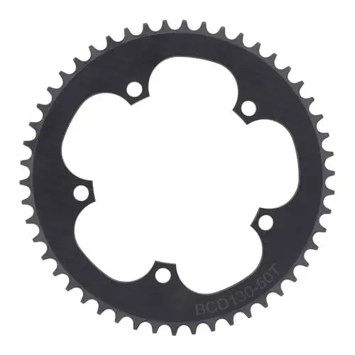 Produktbild: Jenngaoo 130 BCD Kettenblatt, 50 Zähne, 5 Schrauben Fahrradkettenblatt aus Legierung, Carbonfaser Kettenblatt, schmales, breites Kettenblatt, Kurbelplatten für Rennrad Falträder
