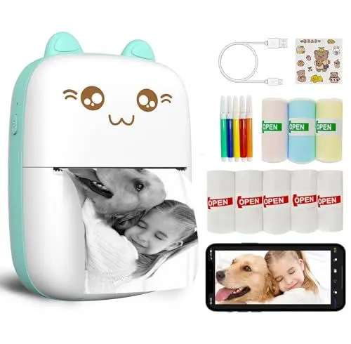 Produktbild: JEPEErbz Mini Drucker für Smartphone, Sticker Drucker, Mini Thermodrucker, Drucker für Handy（blau）