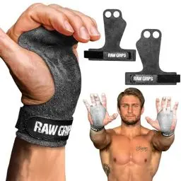 Produktbild: JerkFit Raw Grips 3.0, 2-Finger Gymnastikgriffe aus Leder - Klimmzuggriffe zum Schutz der Hände - Handgriffe für Gymnastikstangen, Handflächenschutz für Sportler zur Vermeidung von Rissen und Blasen