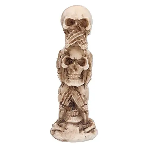 Produktbild: Jerliflyer Harz-Totenkopf-Figuren, Totenkopf-Handwerk, Innovative Halloween-Verzierung, kein Zuhören, kein Zuschauen, kein Reden, Halloween-Streich-Requisiten-Skelett für Zuhause, Festival,