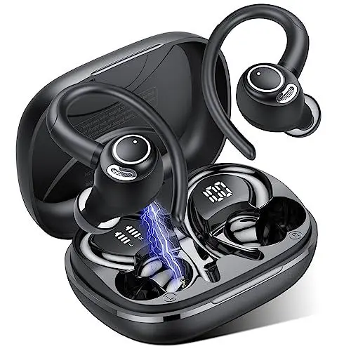Produktbild: Jesebang Bluetooth Kopfhörer Sport, in Ear Kopfhörer Kabellos Bluetooth 5.3 mit HD Mic, Herausragender Sound, 40 Std Spielzeit, Comfort Fit, Dual LED-Anzeige, IP7 Wasserdicht Ohrhörer mit Ohrhaken