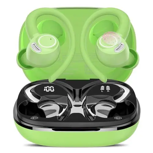Produktbild: Bluetooth Kopfhörer Sport, in Ear Kopfhörer Kabellos Bluetooth 5.3 mit HD Mic, Herausragender Sound, 48 Std Spielzeit, Dual LED-Anzeige, Comfort Fit, IP7 Wasserdicht Ohrhörer für Sport mit Ohrhaken