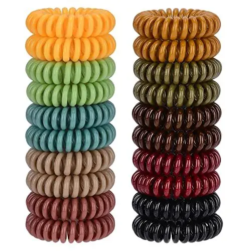 Produktbild: JessLab Spiral-Haargummis, 20 Stück Spurlose Telefonkabel-Haargummis Ohne Falten Spiralarmband Kunststoff Coil Pferdeschwanz Halter No-damage Stirnband Haarschmuck für Mädchen Frauen Damen Geschenk