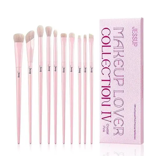 Produktbild: Jessup Pinselset Makeup Augenpinsel Lidschattenpinsel Lidschatten Pinsel Set 10tlg rosa Augen Make up Pinsel Concealer Pinsel Premium Synthetik Lidschatten Eyeliner Smudge Crease Blender Pinsel T496