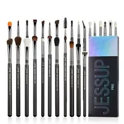 Produktbild: Jessup Pinselset Makeup Pinsel Lidschattenpinsel Set 28 Stk Augenpinsel Set Professionelles Augen Make Up Pinsel Set Augenpinselset Lidschattenpinselset Eyeshadow Eye Brush Set Schwarz Silber T341
