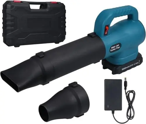 Produktbild: Jet Fan GebläSe 35000rpm 21V SchneefräSe Laubbläser Akku Mit 1500mAh Akku, EIN-SchlüSsel-Schalter, 3 VerläNgerungsdüSen-ZubehöR FüR Die Autoreinigung, Hausstaub, Schneeentfernung Von Der Karosserie