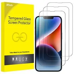 Produktbild: JETech Full Screen Schutzfolie für iPhone 16e 2025, iPhone 14 6,1 Zoll, 9H Panzer Schutz Glas Folie Displayschutz Hat Keinen Einfluss auf die Hülle, HD Klar, 3 Stück