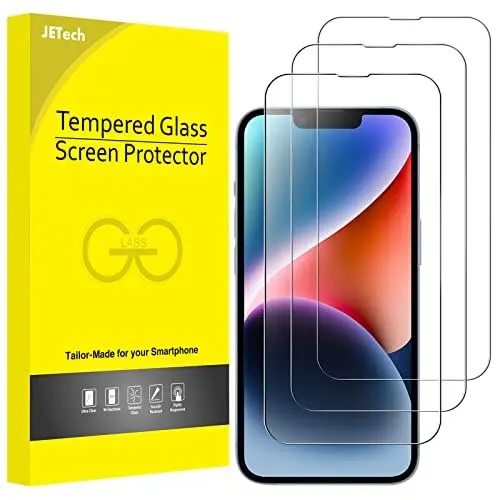Produktbild: JETech Full Screen Schutzfolie für iPhone 16e 2025, iPhone 14 6,1 Zoll, 9H Panzer Schutz Glas Folie Displayschutz Hat Keinen Einfluss auf die Hülle, HD Klar, 3 Stück