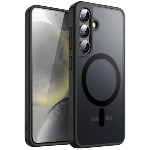 Produktbild: JETech Magnetisch Hülle für Samsung Galaxy S24 5G, Kompatibel mit MagSafe, Transluzente Matt Rückseite Stoßfeste Handyhülle (Schwarz)