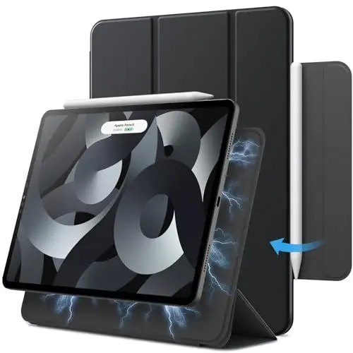 Produktbild: JETech Magnetisch Hülle für iPad Air 11 Zoll M2 (2024), iPad Air 5/4 (10,9-Zoll, Modell 2022/2020, 5./4. Generation), iPad Pro 11 (2018), Magnetisch Befestigung, Schlank Case (Schwarz)