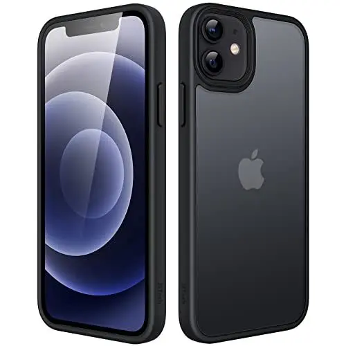 Produktbild: JETech Matt Hülle für iPhone 12/12 Pro 6,1 Zoll, Stoßfest Militärstandard FallSchutz Handyhülle, Mattierte Durchscheinende Rückseite Schutzhülle, Anti-Fingerabdruck (Schwarz)