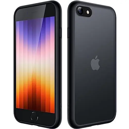 Produktbild: JETech Matt Hülle für iPhone SE 3/2 (2022/2020), iPhone 8/7, 4,7 Zoll, Stoßfest Militärstandard FallSchutz Handyhülle, Durchscheinende Rückseite Schutzhülle, Anti-Fingerabdruck (Schwarz)