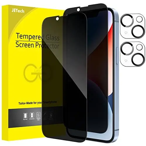 Produktbild: JETech Sichtschutz Full Screen für iPhone 14 Plus 6,7 Zoll mit Kameraschutz, Anti-Spy Panzer Schutz Glas Folie Schutzfolie Folie Kamera Displayschutz, 2 Stück Jeweils