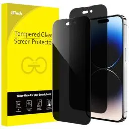 Produktbild: JETech Sichtschutz Full Screen für iPhone 14 Pro 6,1 Zoll, Anti-Spy Panzer Schutz Glas Folie Schutzfolie, Kante zu Kante Displayschutz Hat Keinen Einfluss auf die Hülle, 2 Stück