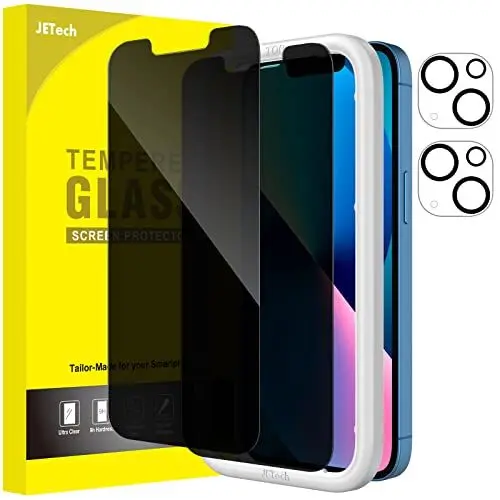 Produktbild: JETech Sichtschutz Schutzfolie für iPhone 13 6,1 Zoll mit Kamera Schutz, Anti-Spähen Gehärtetes Glas Displayschutz, Einfaches Installationswerkzeug, 2 Stück Jeweils
