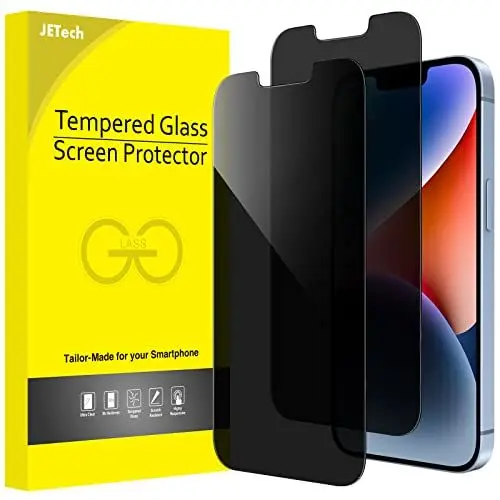 Produktbild: JETech Sichtschutz für iPhone 16e 2025, iPhone 14 6,1 Zoll, Anti-Spähen Privatsphäre Schutzfolie Panzer Schutz Glas Folie Displayschutz, 2 Stück