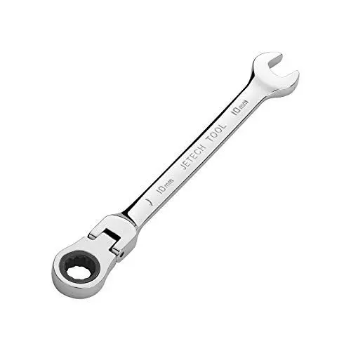 Produktbild: Jetech 10mm Flex-Kopf-Getriebeschlüssel, Industriequalität Flex-Ratschenschlüssel aus geschmiedetem, Cr-V,12-Punkt Flex-Kopf-Ratschen-Kombischlüssel, metrisch