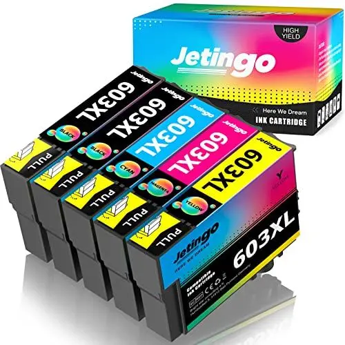 Produktbild: Jetingo 603 XL Cartucce d'inchiostro Compatibili per 603XL Sostituzione con XP-2100 XP-2105 XP-3100 XP-3105 XP-4100 XP-4105 WF-2810 WF-2830 WF-2850 (5 Pezzi)
