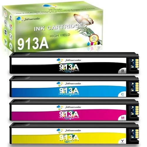 Produktbild: Jettruemedia 913A 913 A Druckerpatrone Kompatibel für HP 913A PageWide 352dw 352dn 377dw 377dn 452dw 452dn 552dw 452 477 552 577 377dw 477dw 477dn 577z 577dw P55250dw P57550dw MFP (4er-Pack)