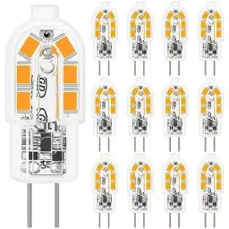 Produktbild: Jewan G4 LED Lampen, 12er-Pack, 2W G4 LED Birne Warmweiß 3000K Ersatz 20W Halogenlampen, 200LM G4 LED led leuchtmittel, 360° Abstrahlwinkel, Nicht Dimmbar Kein Flimmern, 12V AC/DC Energiesparlampe