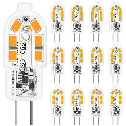 Produktbild: Jewan G4 LED Lampen, 12er-Pack, 2W G4 LED Birne Warmweiß 3000K Ersatz 20W Halogenlampen, 200LM G4 LED led leuchtmittel, 360° Abstrahlwinkel, Nicht Dimmbar Kein Flimmern, 12V AC/DC Energiesparlampe